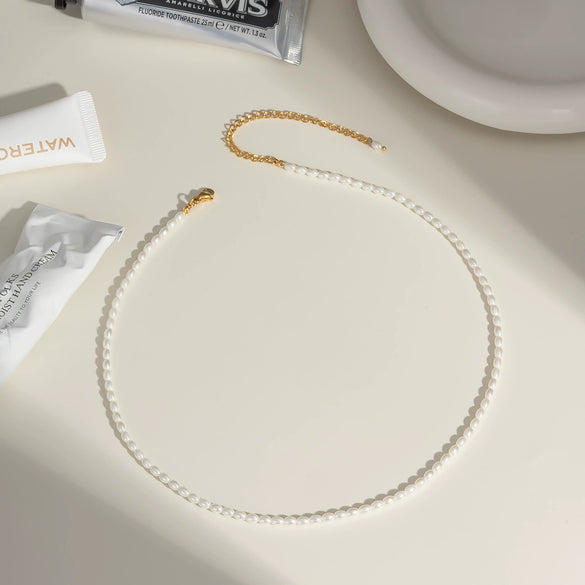 Wholesale Women's Simple Light Luxury Elegant Pearl Necklace Stainless Steel Pvd Furnace Vacuum Real Gold Plated