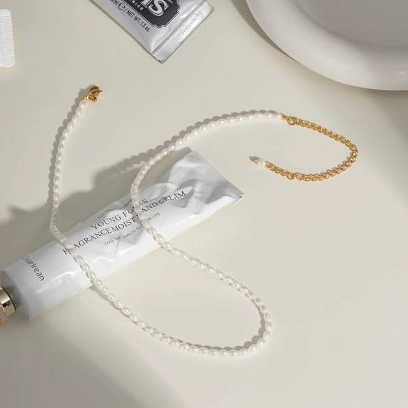 Wholesale Women's Simple Light Luxury Elegant Pearl Necklace Stainless Steel Pvd Furnace Vacuum Real Gold Plated