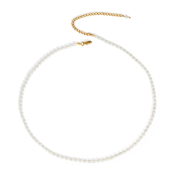 Wholesale Women's Simple Light Luxury Elegant Pearl Necklace Stainless Steel Pvd Furnace Vacuum Real Gold Plated