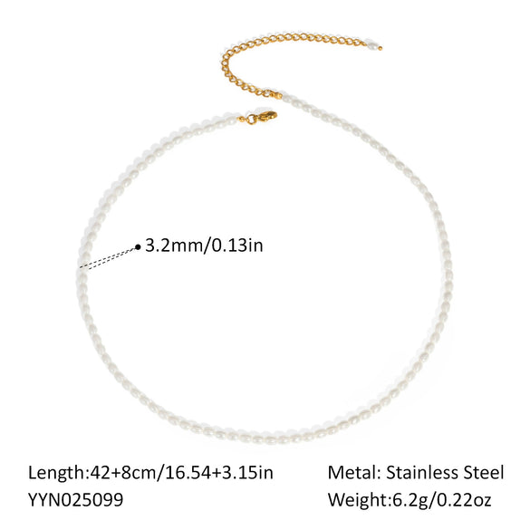 Wholesale Women's Simple Light Luxury Elegant Pearl Necklace Stainless Steel Pvd Furnace Vacuum Real Gold Plated