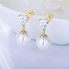 Wholesale Women's Simple Light Luxury Geometric Heartshaped Sterling Silver Zircon Earrings Inlaid With Pearls