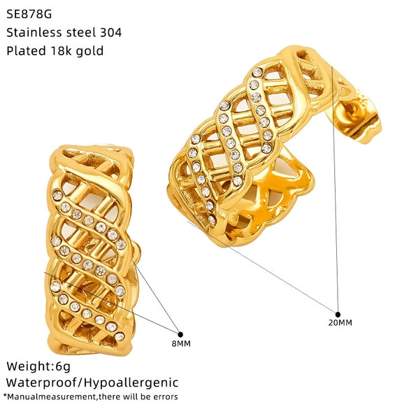 Wholesale Women's Simple Light Luxury Geometric Titanium Steel Zirconia Stud Earrings