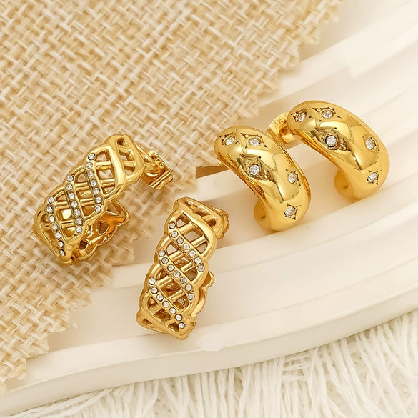 Wholesale Women's Simple Light Luxury Geometric Titanium Steel Zirconia Stud Earrings