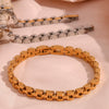 Wholesale Women's Simple Light Luxury Jewelry Stainless Steel 18K Gold Plated Splicing Fine Strap Chain Bracelet With Geometric Design