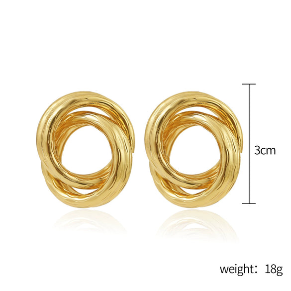 Wholesale Women's Simple Light Luxury Niche Knotted Metal Geometric Earrings With Electroplating