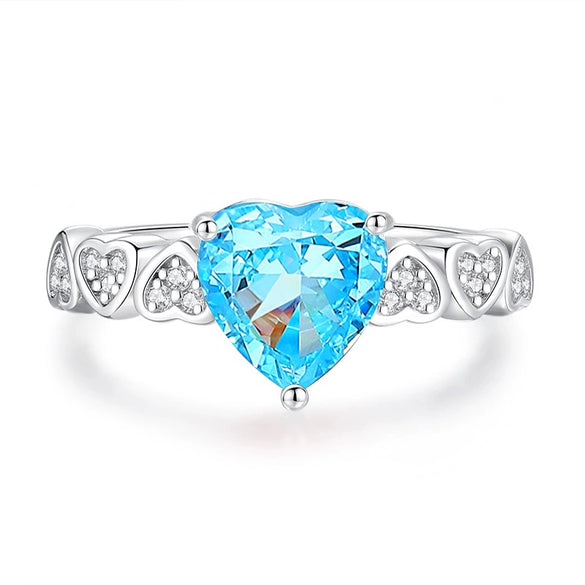 Wholesale Women's Simple Light Luxury Ring 925 Sterling Silver Heart Shape Set With Diamonds