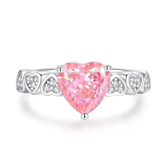 Wholesale Women's Simple Light Luxury Ring 925 Sterling Silver Heart Shape Set With Diamonds