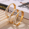 Wholesale Women's Simple Light Luxury Titanium Steel Double Row Star Drill Staggered Bracelet Gold Plated