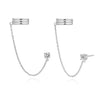 Wholesale Women's Simple Long Tassel Ear Clips Silver Needle Copper Geometric Zircon Electroplated Earrings