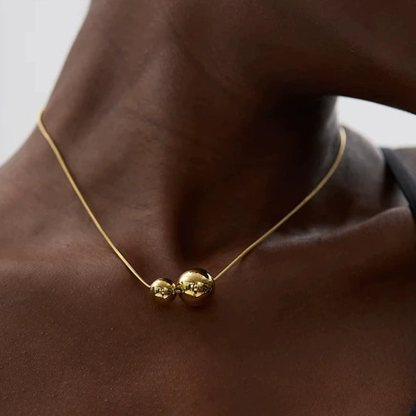 Wholesale Women's Simple Love Pendant Necklace Titanium Steel Geometric Snake Bone Chain Electroplated