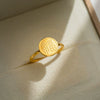 Wholesale Women's Simple Lucky Titanium Steel Ring With Letters Numbers Text 18K Gold Plated