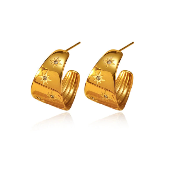 Wholesale Women's Simple Minimalist Electroplated Stainless Steel Hollow Pearl Earrings