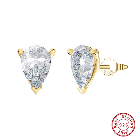 Wholesale Women's Simple Minimalist Geometric S925 Sterling Silver Electroplated Earrings With 8A Super Flash Zircon