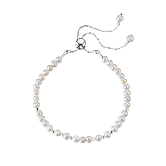 Wholesale Women's Simple Minimalist Geometric Silver Electroplated Freshwater Pearl Bracelet