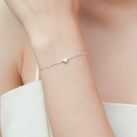 Wholesale Women's Simple Minimalist Luxury 925 Sterling Silver Heart Cross Chain Bracelet