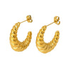 Wholesale Women's Simple Modern Geometric Heart Stainless Steel 18K Gold Plated Earrings Jewelry Accessories