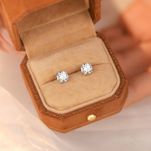 Wholesale Women's Simple Modern Geometric Silver S925 Sterling Silver Diamond Moissanite Zircon Earrings