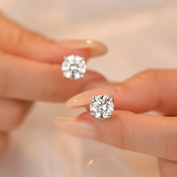Wholesale Women's Simple Modern Geometric 925 Sterling Silver Diamond Zircon Moissanite Earrings