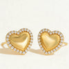 Wholesale Women's Simple Modern Style Heartshaped Diamond Inlay Copper Earrings