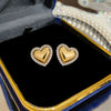 Wholesale Women's Simple Modern Style Heartshaped Diamond Inlay Copper Earrings