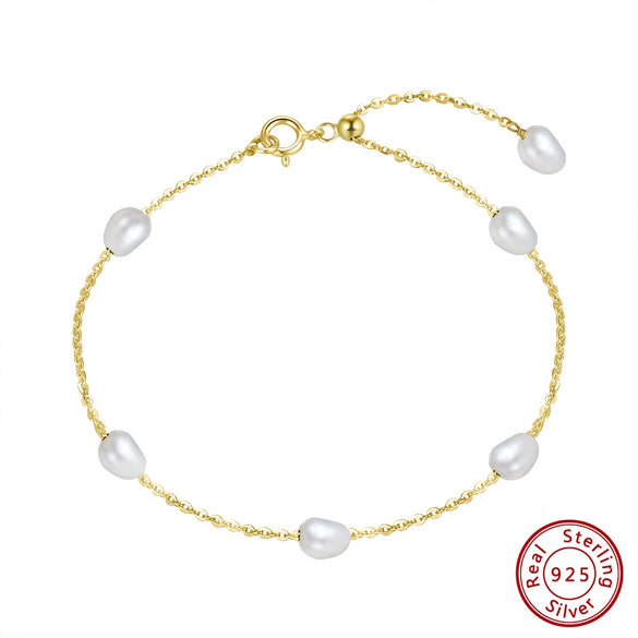 Wholesale Women's Simple Natural Cloud Holding S925 Sterling Silver Bracelet With Freshwater Pearl And Electroplating