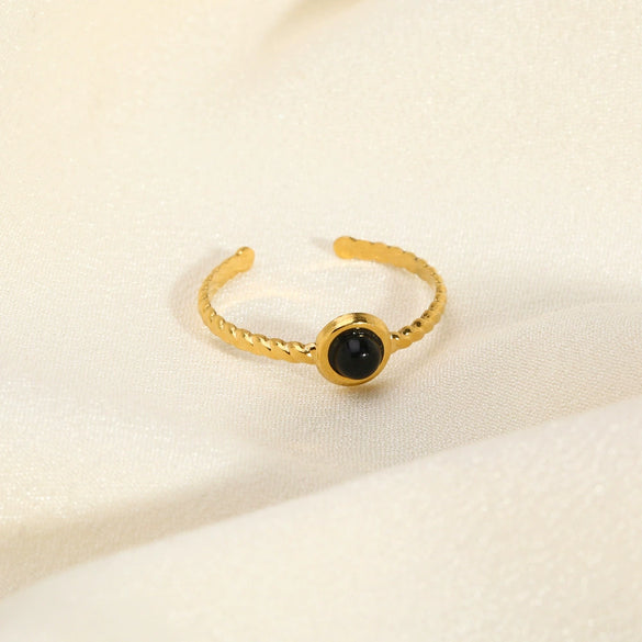 Wholesale Women's Simple Natural Geometric Stainless Steel Real Gold Plated Ring Jewelry