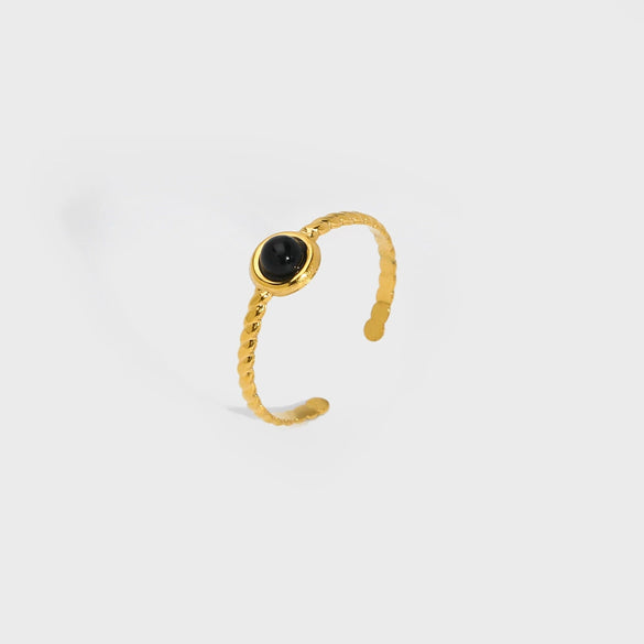 Wholesale Women's Simple Natural Geometric Stainless Steel Real Gold Plated Ring Jewelry