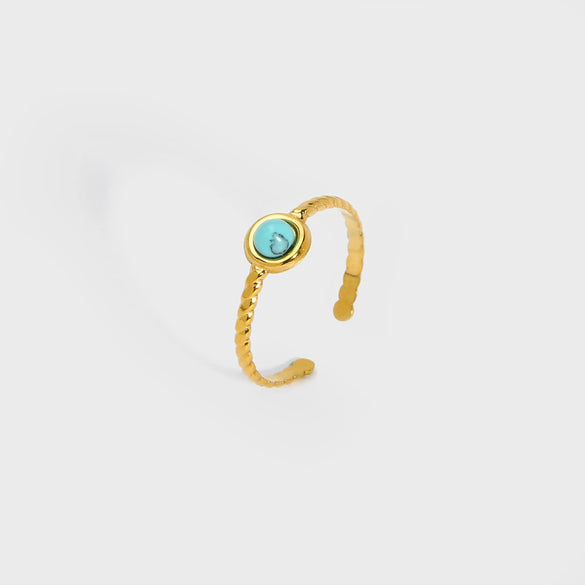 Wholesale Women's Simple Natural Geometric Stainless Steel Real Gold Plated Ring Jewelry