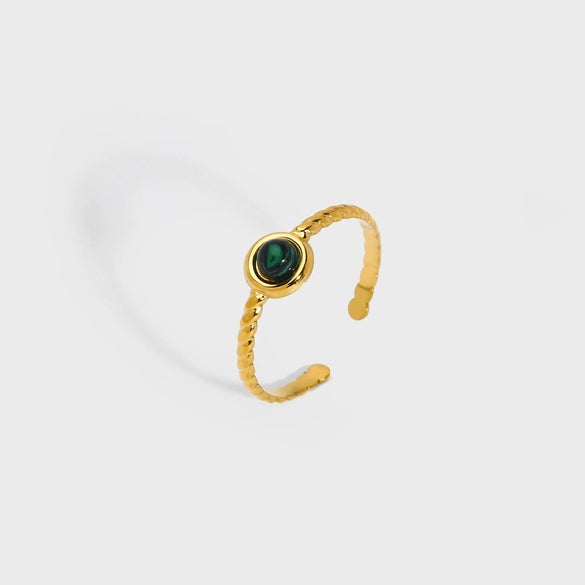 Wholesale Women's Simple Natural Geometric Stainless Steel Real Gold Plated Ring Jewelry