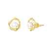 Wholesale Women's Simple Natural Geometric 925 Sterling Silver Fresh Water Pearl Mobius Earrings With Electroplating