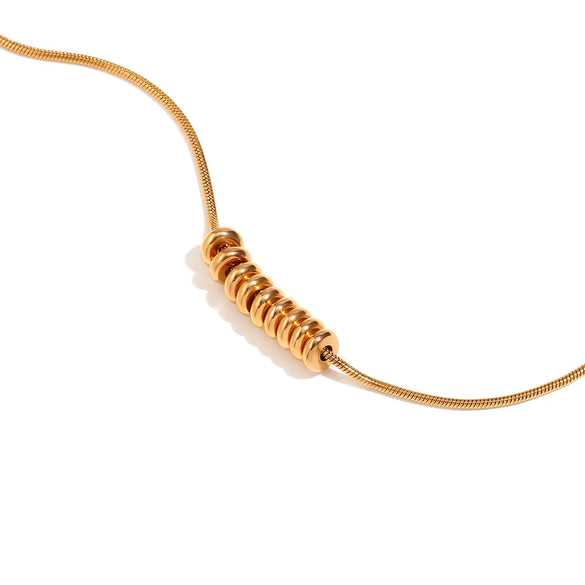 Wholesale Women's Simple Niche Explosive Pendant Necklace With Stainless Steel 18K Gold Plated Beans And Broken Silver Geometric Design