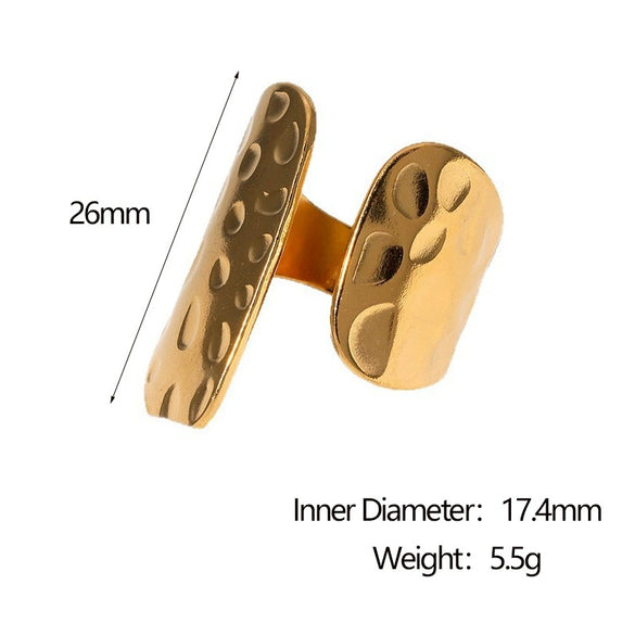 Wholesale Women's Simple Non Fading Light Luxury Geometric Opening Ring Made Of Stainless Steel With Electroplated Gold Finish