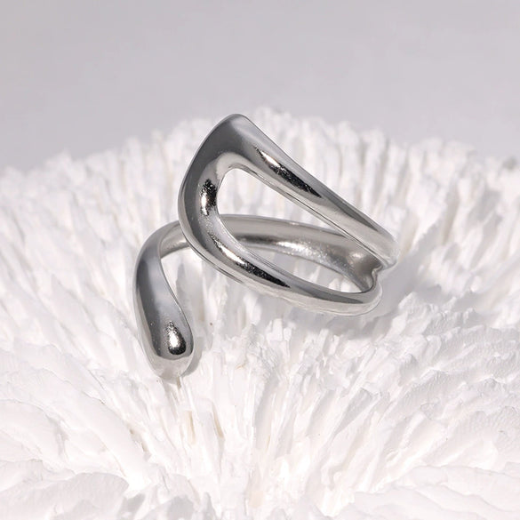 Wholesale Women's Simple Open Geometric Stainless Steel Ring With Electroplating