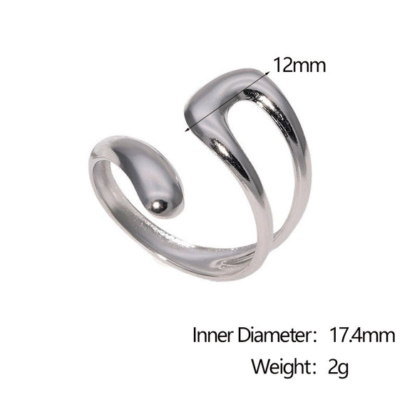 Wholesale Women's Simple Open Geometric Stainless Steel Ring With Electroplating