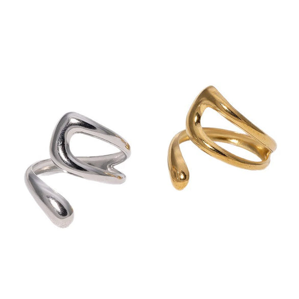 Wholesale Women's Simple Open Geometric Stainless Steel Ring With Electroplating