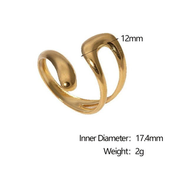 Wholesale Women's Simple Open Geometric Stainless Steel Ring With Electroplating