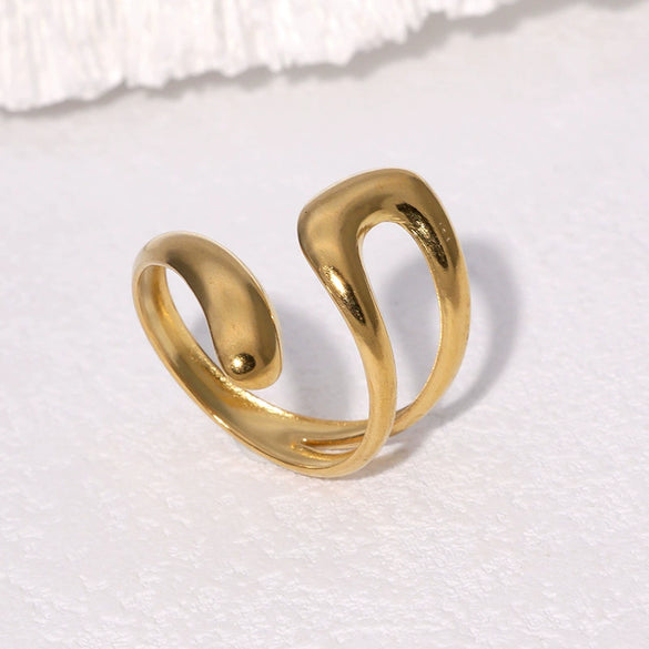 Wholesale Women's Simple Open Geometric Stainless Steel Ring With Electroplating