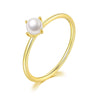 Wholesale Women's Simple Pearl Ring Copper Gold Plated Geometric Style