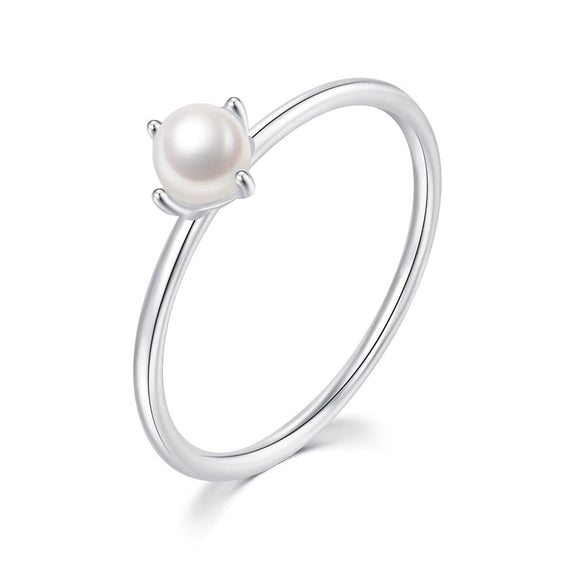 Wholesale Women's Simple Pearl Ring Copper Gold Plated Geometric Style