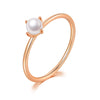 Wholesale Women's Simple Pearl Ring Copper Gold Plated Geometric Style