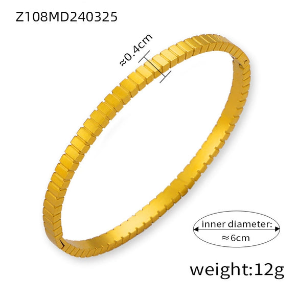 Wholesale Women's Simple Personality Design 316L Stainless Steel Gold Plated Diamond Bracelet Jewelry