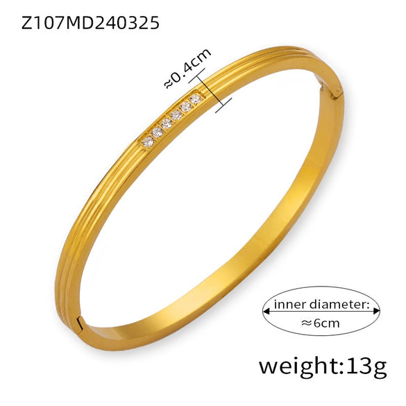Wholesale Women's Simple Personality Design 316L Stainless Steel Gold Plated Diamond Bracelet Jewelry