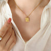Wholesale Women's Simple Personality Square Titanium Steel Plated 18K Gold Pendant Necklace With Geometric Design