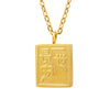 Wholesale Women's Simple Personality Square Titanium Steel Plated 18K Gold Pendant Necklace With Geometric Design
