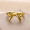 Wholesale Women's Simple Plain Bow Geometric Stainless Steel Open Ring With Electroplating