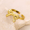 Wholesale Women's Simple Plain Bow Geometric Stainless Steel Open Ring With Electroplating