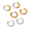 Wholesale Women's Simple Plain Hoop Earrings Stainless Steel With 18K Gold Vacuum Plating In Furnace Geometric Style