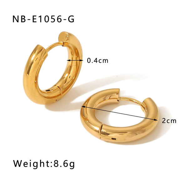 Wholesale Women's Simple Plain Hoop Earrings Stainless Steel With 18K Gold Vacuum Plating In Furnace Geometric Style