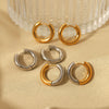 Wholesale Women's Simple Plain Hoop Earrings Stainless Steel With 18K Gold Vacuum Plating In Furnace Geometric Style
