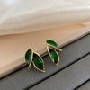 Wholesale Women's Simple Plant Flowers Style Alloy Dripping Oil Leaf Earrings